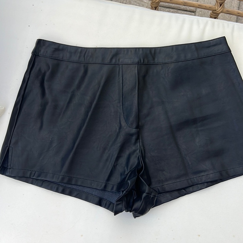 Faux leather mini shorts
